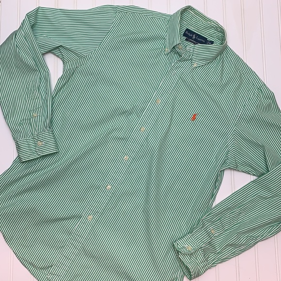 Ralph Lauren Other - Ralph Lauren custom fit Green striped button down